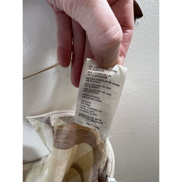 Free People Womens Check Pants Size S 2 Cream Brown Preppy Boho Britishcore NWTS - Picture 6 of 9